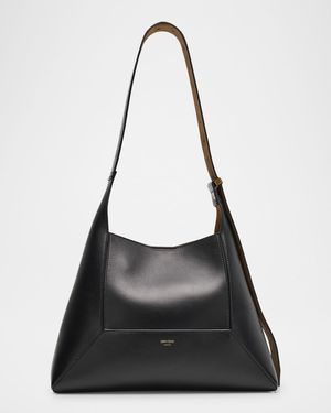 Medium Diamond Black Leather Hobo Bag