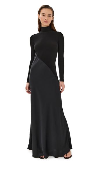 Rosetta Getty Bias Turtleneck Combo Maxi Dress Black L