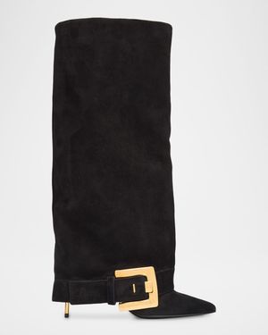 Anthem Suede Buckle Knee-High Boots