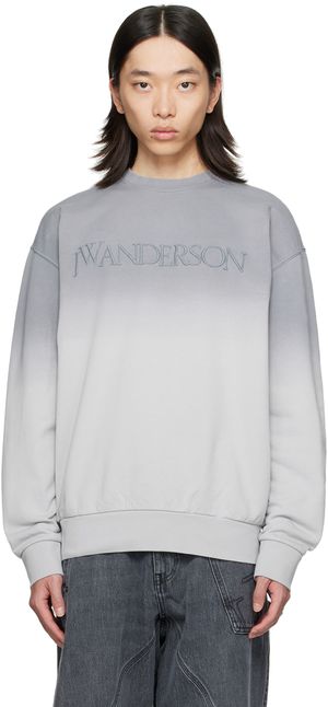 JW Anderson Gray Embroidered-Logo Gradient Sweatshirt