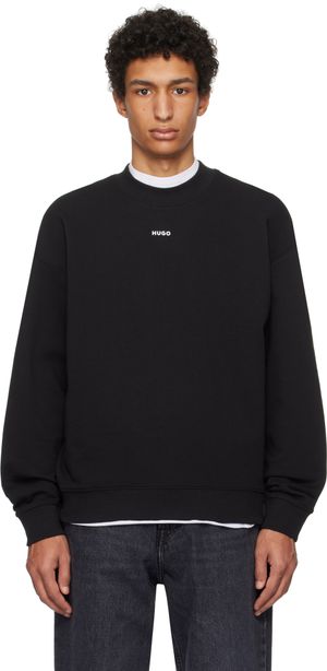 Hugo Black Cotton-Terry Logo Sweatshirt