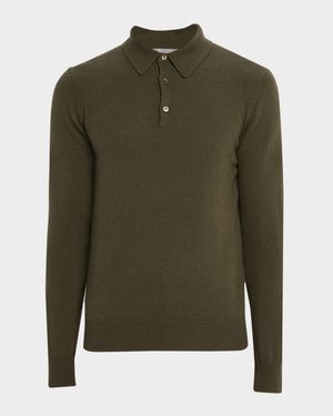 Men's Cashmere Long-Sleeve Polo Sweater