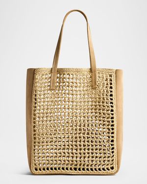Zoe Raffia and Suede Tote Bag