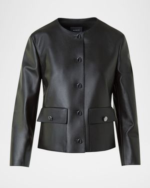 Lamb Nappa Leather Collarless Jacke†