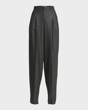 Wide-Leg Tailored Pants with Pleating