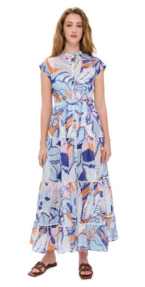 Poupette St Barth Kora Long Dress Blue Macro Lilium S
