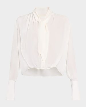 Bergman Tie-Neck Silk Blouse