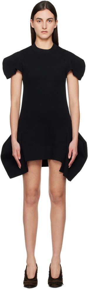 sacai Robe courte noire en jersey de coton