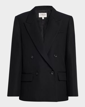 Harper Stretch Wool Double-Breasted Blazer
