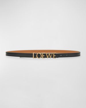 Bold Logo Leather Skinny Belt