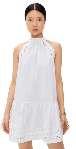 English Factory Scallop Detailed Halter Mini Dress White L