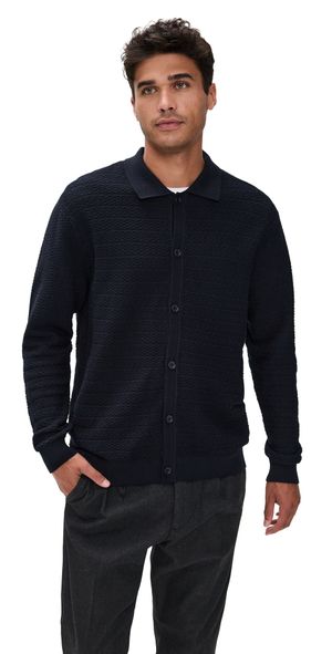 NN07 Navi Cotton Full Button Sweater Navy Blue L