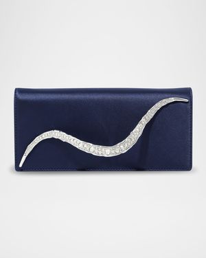 Crystal Curve Recycled Satin Clutch Bag