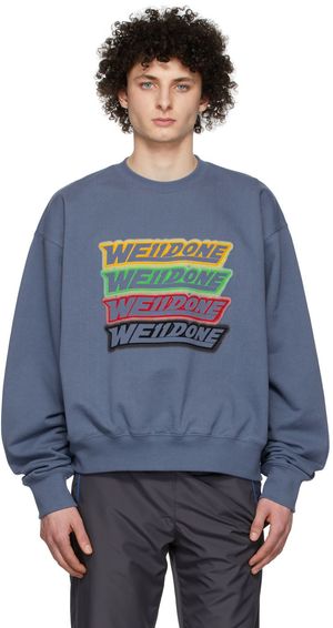 We11done Pull molletonné bleu marine en jersey bouclette