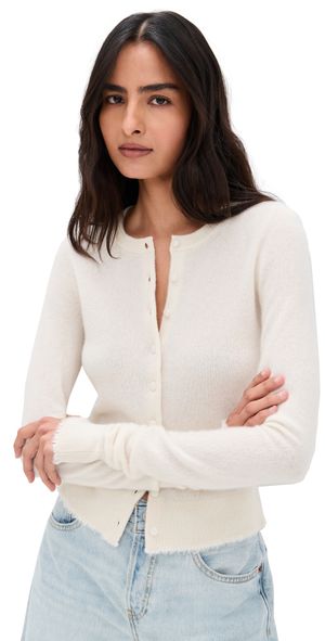 RE/DONE Cashmere Crewneck Cardigan Ivory M