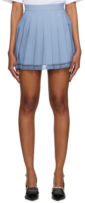 Pushbutton Blue Pleated Shorts