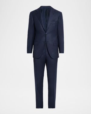 Men's Wool and Cashmere Micro-Check Two-Piece Suit