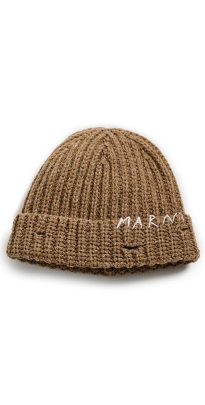 Marni Broken Fisherman Wool Beanie Hazelnut L