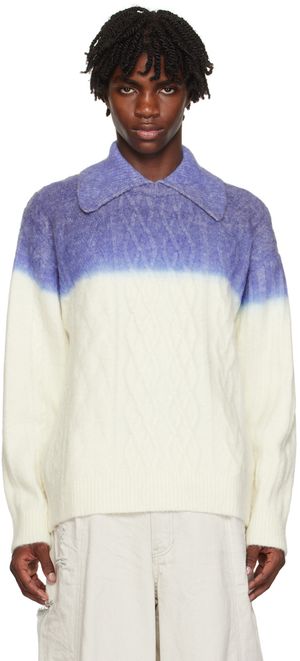 ADER error Blue & Off-White Gradient Polo