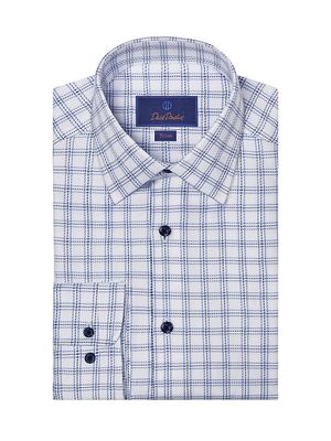 Men's Check Cotton Twill Dress Shirt - White Blue - Size 17
