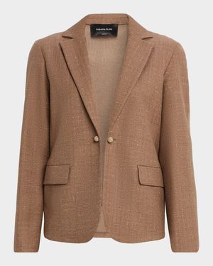 Single-Button Mixed Media Blazer