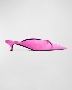 Knife Spandex Bow Mule Pumps