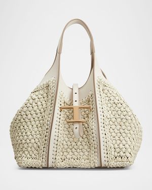 Mini Raffia T Timeless Tote Shopping Bag