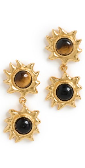 SHASHI Double Soleil Earrings Tigereye One Size