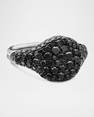 Mini Chevron Pave Pinky Ring with Diamonds in 18K White Gold, 10mm