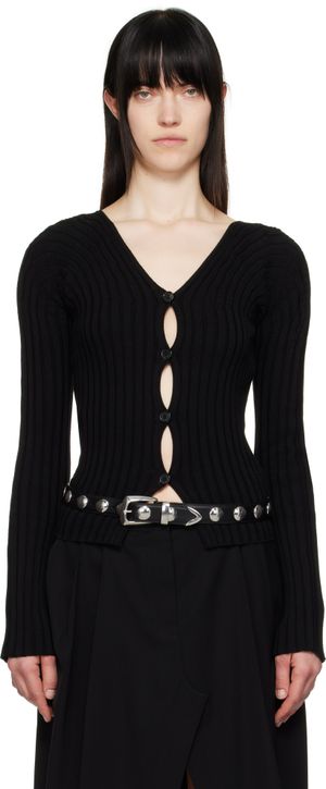 Acne Studios Black Button-Up Rib Cardigan