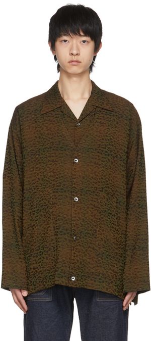 NEEDLES Khaki Jacquard Leopard Cardigan