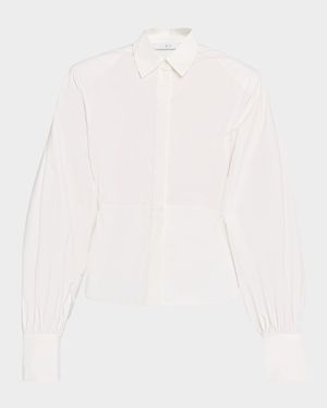 Janine Button-Front Cotton Poplin Shirt