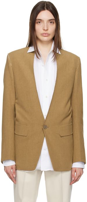 ZEGNA Tan Raw Edge Blazer