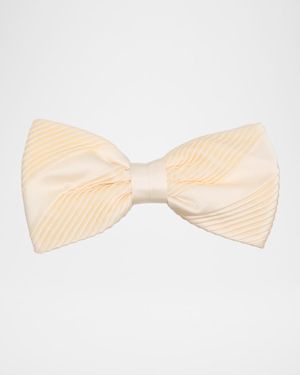 Men's Mini Pleat Diagonal Stripes Silk Bow Tie