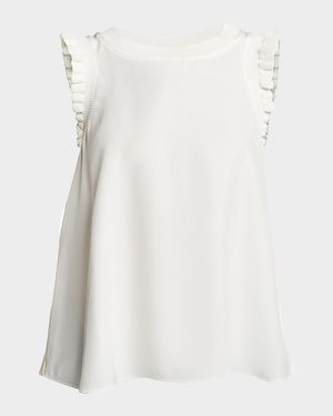 Tous Les Jours Lenore Crewneck Sleeveless Silk Top
