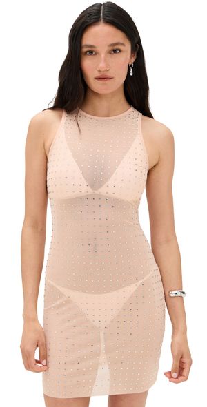 Dur Doux Zara Crystal Mini Dress Peach Stud S