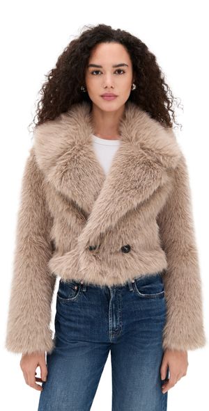 Avec Les Filles Bigger Collar Cropped Jacket Taupe XL