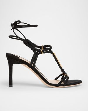 Lily Suede Ankle-Tie Sandals