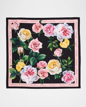 Floral Silk Twill Foulard Scarf
