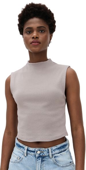 ABRAND Heather Icon Mock Neck Tee Mushroom XS