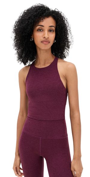 Beyond Yoga Spacedye Refocus Cropped Tank Midnight Burgundy Heather XS