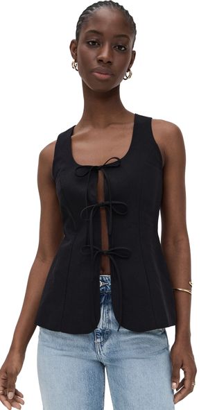 ALIGNE Lupin Linen Tie Waistcoat Black 16