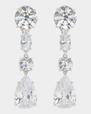 Mixed-Cut CZ Drop Earrings