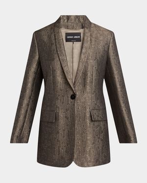 Geo Silk Jacquard Single-Breasted Blazer