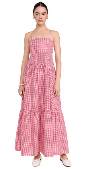 Playa Lucila Square Neck Maxi Dress Red Gingham S