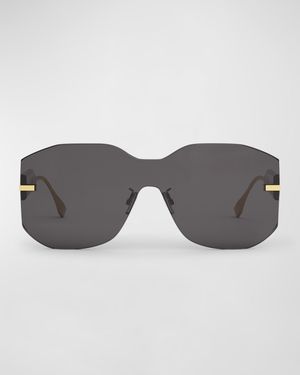 Rectangular Metal Shield Sunglasses