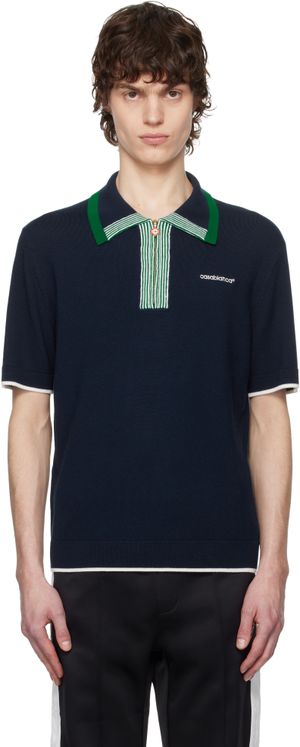 Casablanca Polo de tennis bleu marine en tricot