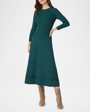 Brady 3/4-Sleeve Knit Midi Dress
