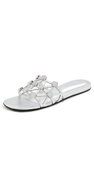 The Attico Grid Slide Flats Silver 36