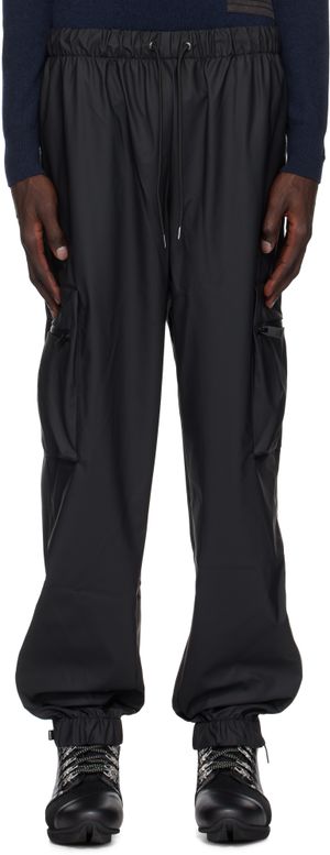 RAINS Pantalon de pluie cargo noir à coupe classique